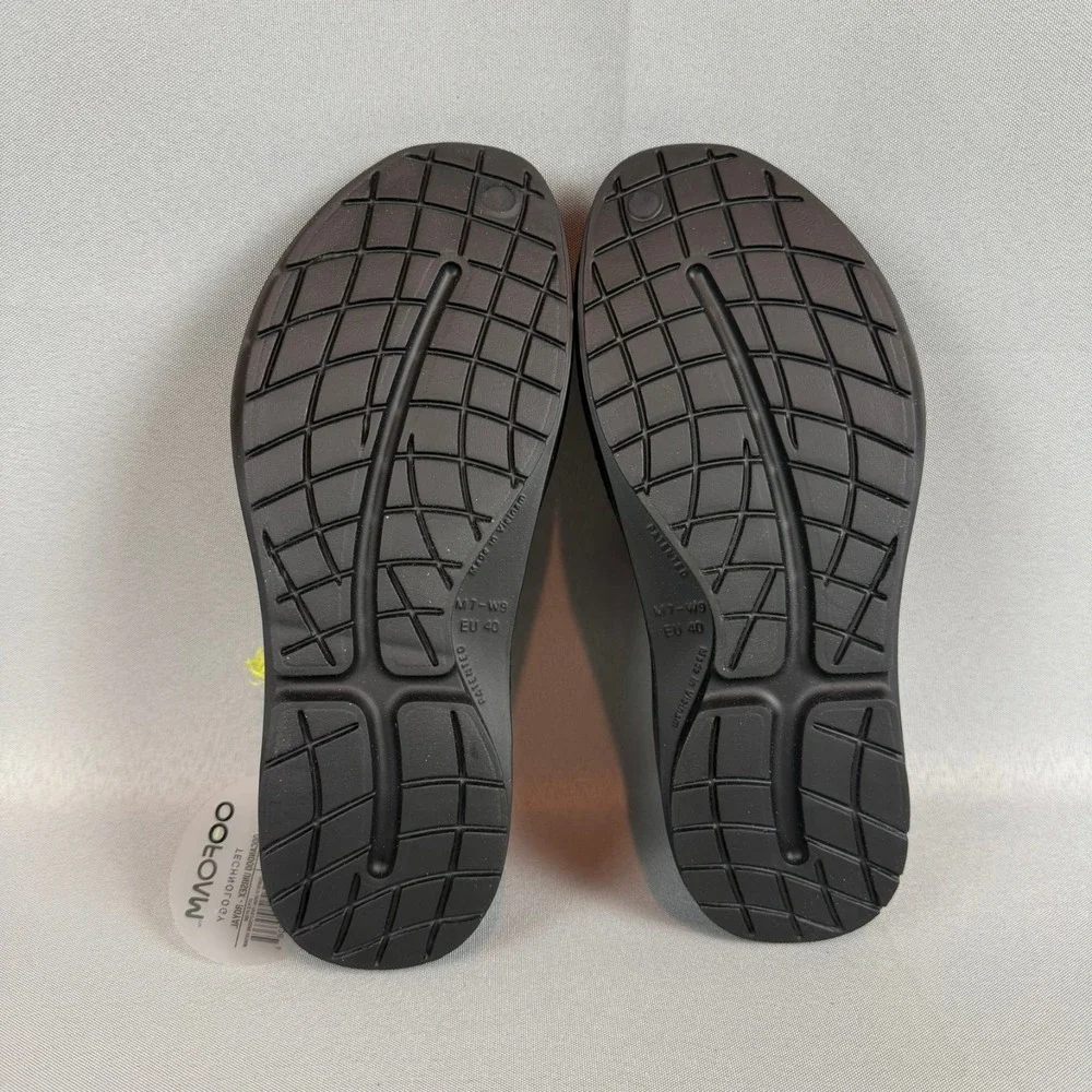 Oofos Oocandoo Recovery Sandals Womens 9 Black Blue Slip-On Shoes Unisex M7 NIB
